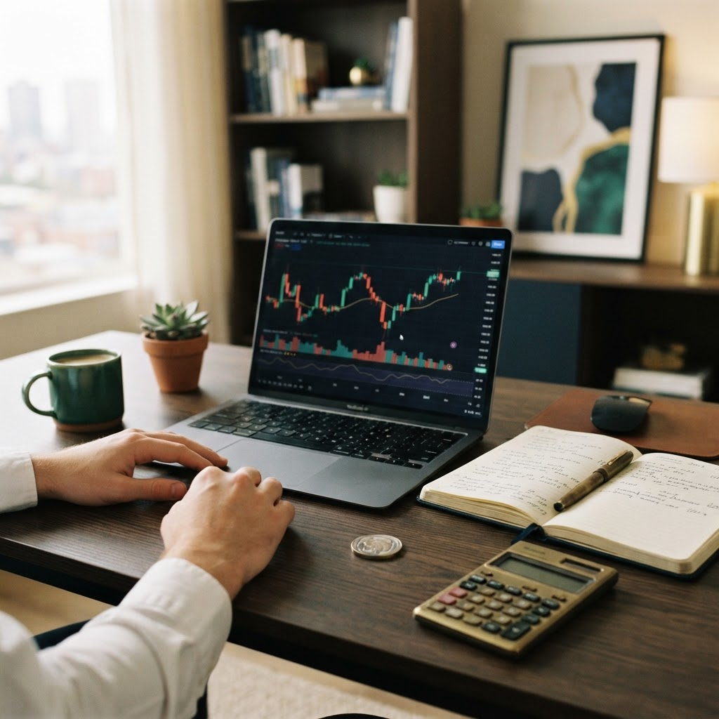 Day trader following a structured intraday plan